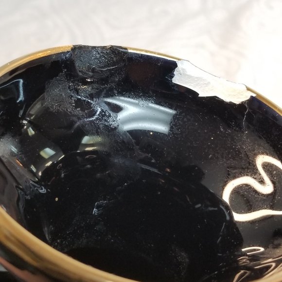 1960s I. Spyropoulos Greek Black Urn Handled Vase 24k Gold Detailing Handmade - Picture 4 of 11